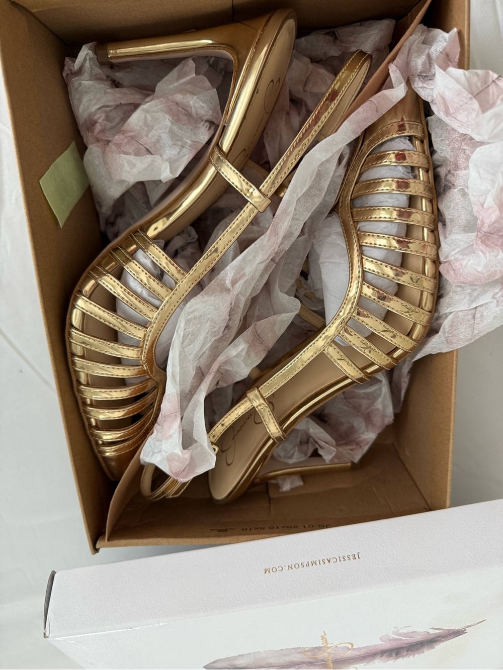 Jessica Simpson Metallic Gold Pointed Slingback Heels - Picture 2 of 6